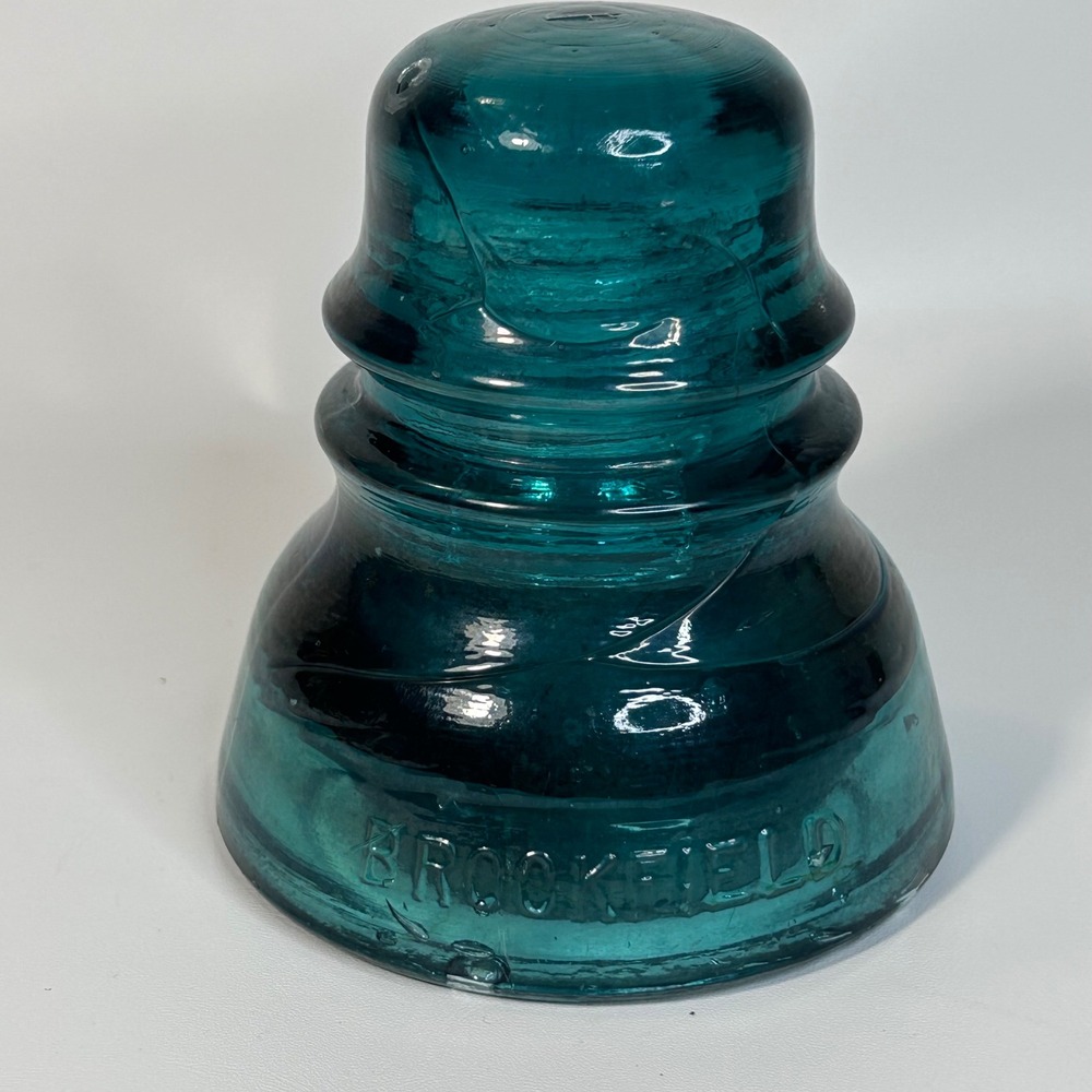 Vintage Brookfield Aqua Blue Glass Insulator Antique Beehive Telegraph Signal